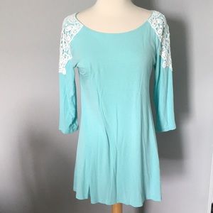 Women’s Aqua Lace Accent Blouse